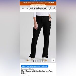 New Barco Grey's Anatomy Women's 6 Pocket Scrub Pant -black medium